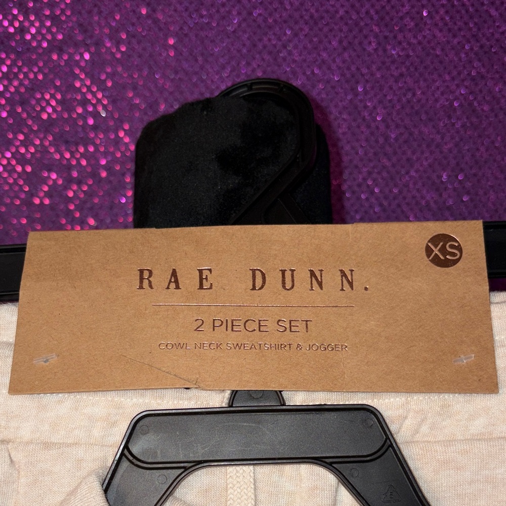 Rae Dunn Cream Cowl Neck Sweatshirt & Jogger Set | Cozy 2-Piece Lounge Outfit - Picture 7 of 15